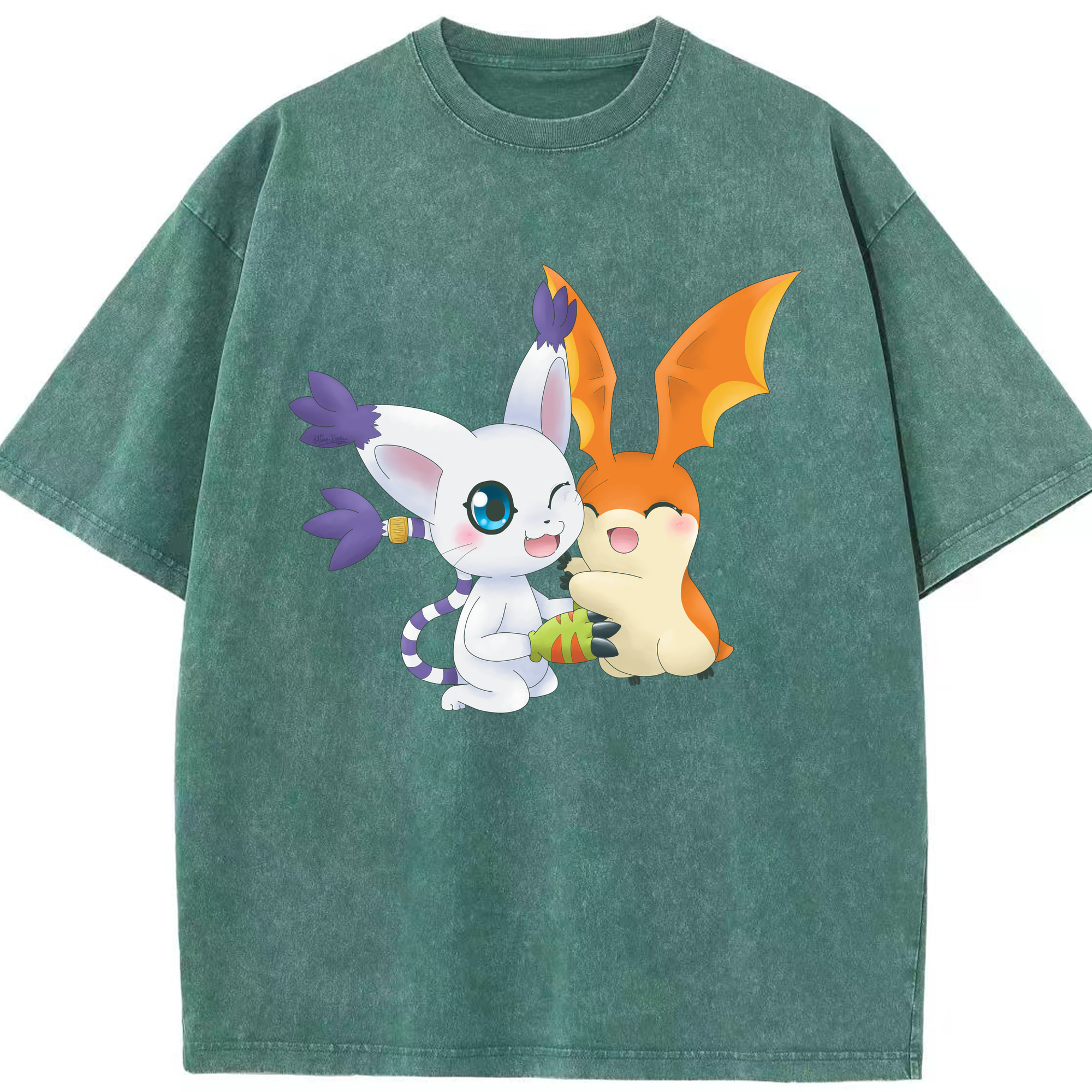 （画像用） Digimon デジタルモンスター/デジモン 綿100% ヴィンテージ風 半袖Tシャツ（フロントプリント）